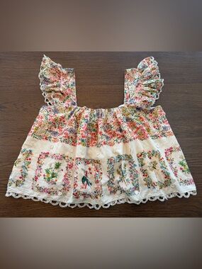 NWT Farm Rio Delicate Forest Scarves Square Neck Blouse